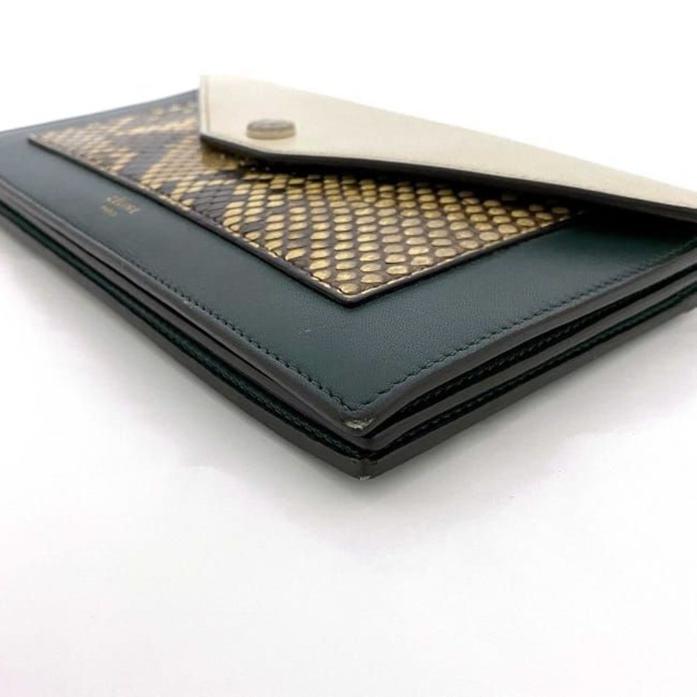Celine Snakeskin Python Clutch Bag Green White - image 3